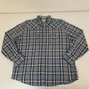 Lucky Brand Shirt Mens XXL 2XL Blue Pearl Snap Flap Pockets Western Rodeo Cowboy